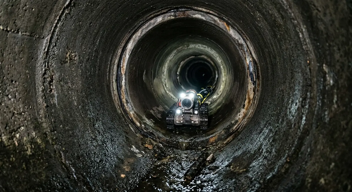 Robotic sewer camera inspecting pipe interior for Sewer Line Repair in Fort Valley